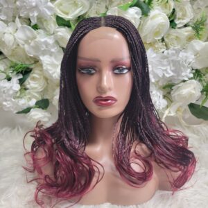 Pretty braided wig in multi-color with front closure lace - hand-made African hairstyle for women
